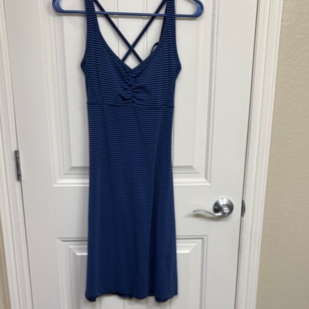 Prana Cornflower Blue Striped Sleeveless Dress